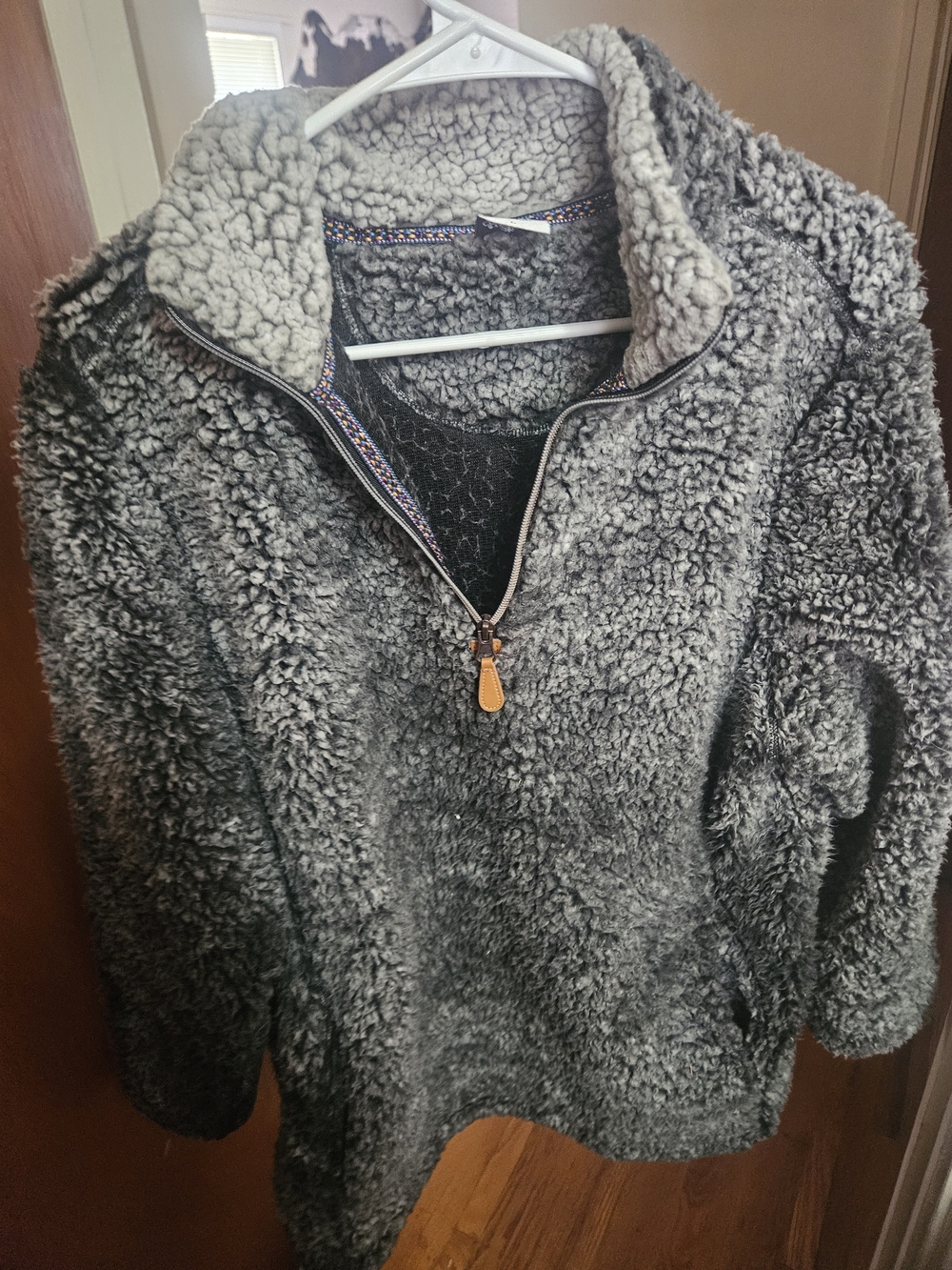 Katydid Gray Plush Sherpa Quarter-Zip Turtleneck Pullover